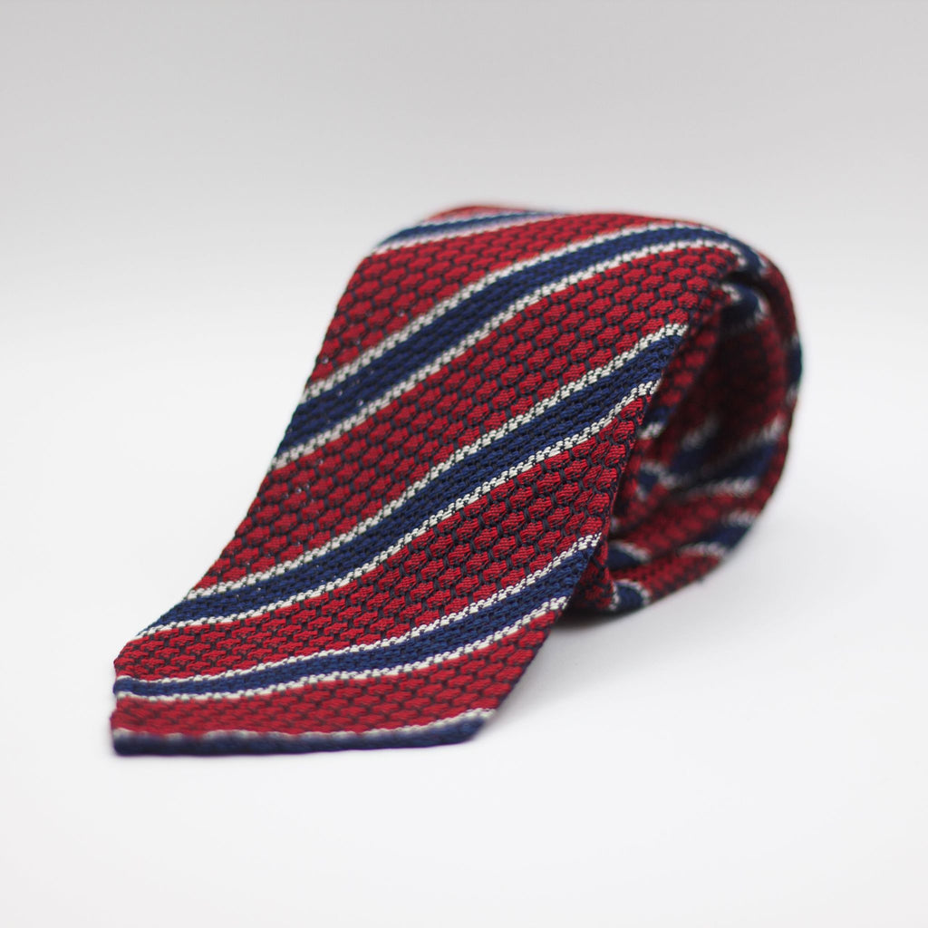 Cruciani & Bella - Silk Garza grossa Unlined - Red, Blue and White Striped Tie
