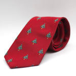 Cruciani & Bella 100% silk Tipped Red, Christmas Trees  embroidery motif Tie Made in England 8 cm x 150 cm