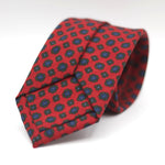 Holliday & Brown for Cruciani & Bella 100% Printed Wool  Self-Tipped Red, Green and Blue Motif Tie Handmade in Italy 8 cm x 148 cm