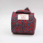 Cruciani & Bella 100% Printed Madder Silk  Italian fabric Unlined tie Red, Light Blue Paisley Motif Unlined Tie Handmade in Italy 8 cm x 150 cm