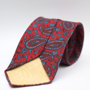 Cruciani & Bella 100% Printed Madder Silk  Italian fabric Unlined tie Red, Light Blue Paisley Motif Unlined Tie Handmade in Italy 8 cm x 150 cm