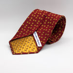 Cruciani & Bella 100% Woven Jacquard Silk Unlined Red, Yellow Floral Motif Unlined Tie  Handmade in England 8 x 153 cm