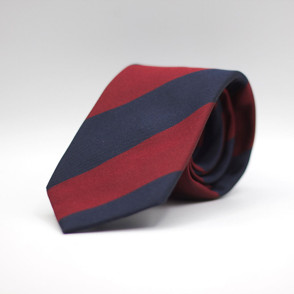 Cruciani &amp; Bella 100% Woven Jacquard Silk Tipped Red and Burgundy block stripes Tie&nbsp; Handmade in Italy
