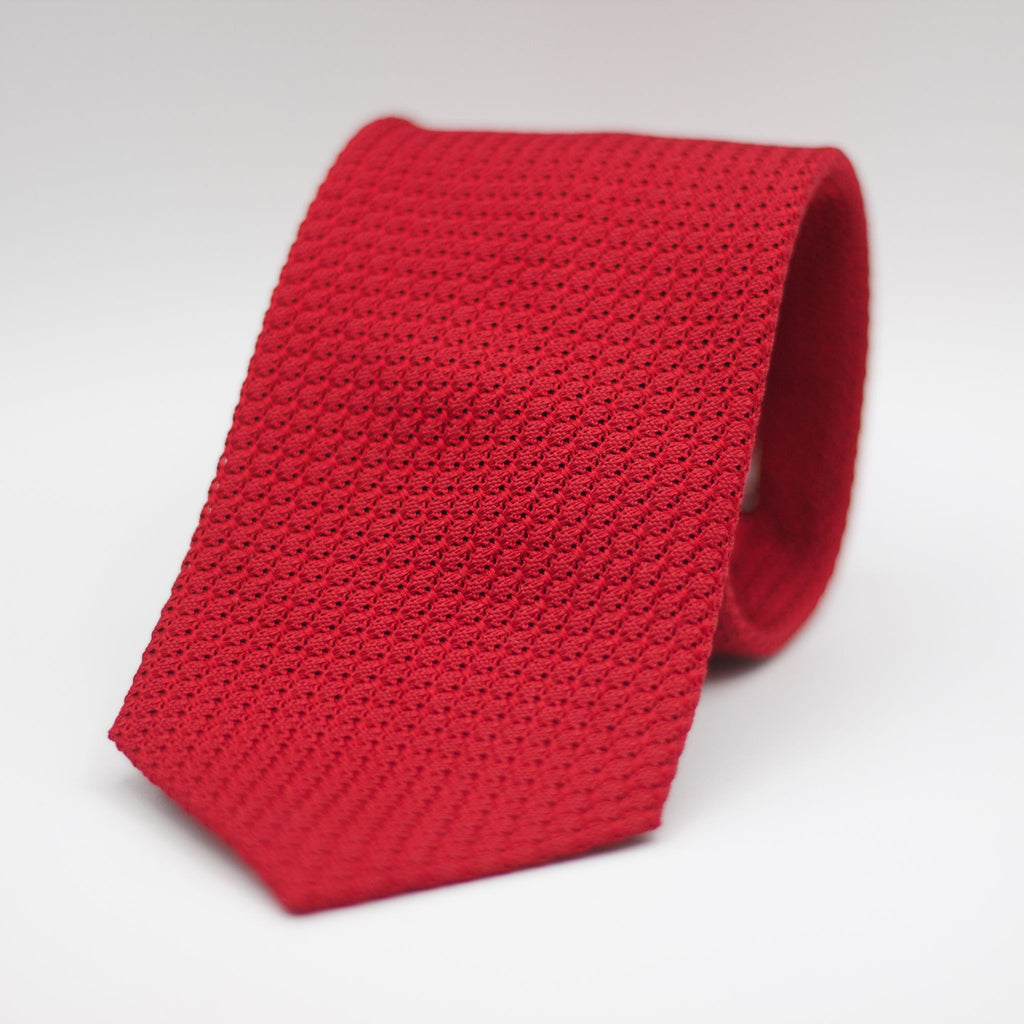 Cruciani & Bella 100% Silk Grenadine Garza Grossa Woven in Italy Tipped Red unlined tie Handmade in Italy 8 cm x 150 cm