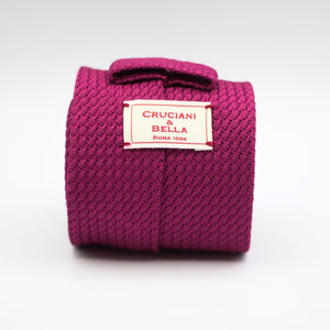 Cruciani & Bella 100% Silk Grenadine Garza Grossa Woven in Italy Unlined Hand rolled blades Rich Pink unlined tie  Handmade in Italy 8 cm x 150 cm
