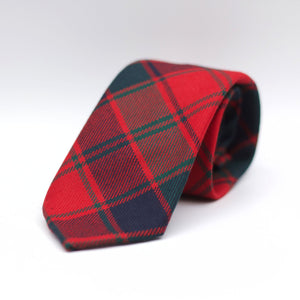 Cruciani & Bella 100% Italian Woven Wool Tartan Unlined Hand rolled blades Robertson Red Modern Tartan Tie Handmade in Italy 8 cm x 150 cm