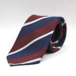 Cruciani & Bella 100% Silk Slim Shape Jacquard  Unlined Regimental "Royal Air Force" Wine, Blue and light sky-blue stripes tie Handmade in Italy 8 cm x 150 cm