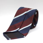 Cruciani & Bella 100% Silk Slim Shape Jacquard  Unlined Regimental "Royal Air Force" Wine, Blue and light sky-blue stripes tie Handmade in Italy 8 cm x 150 cm