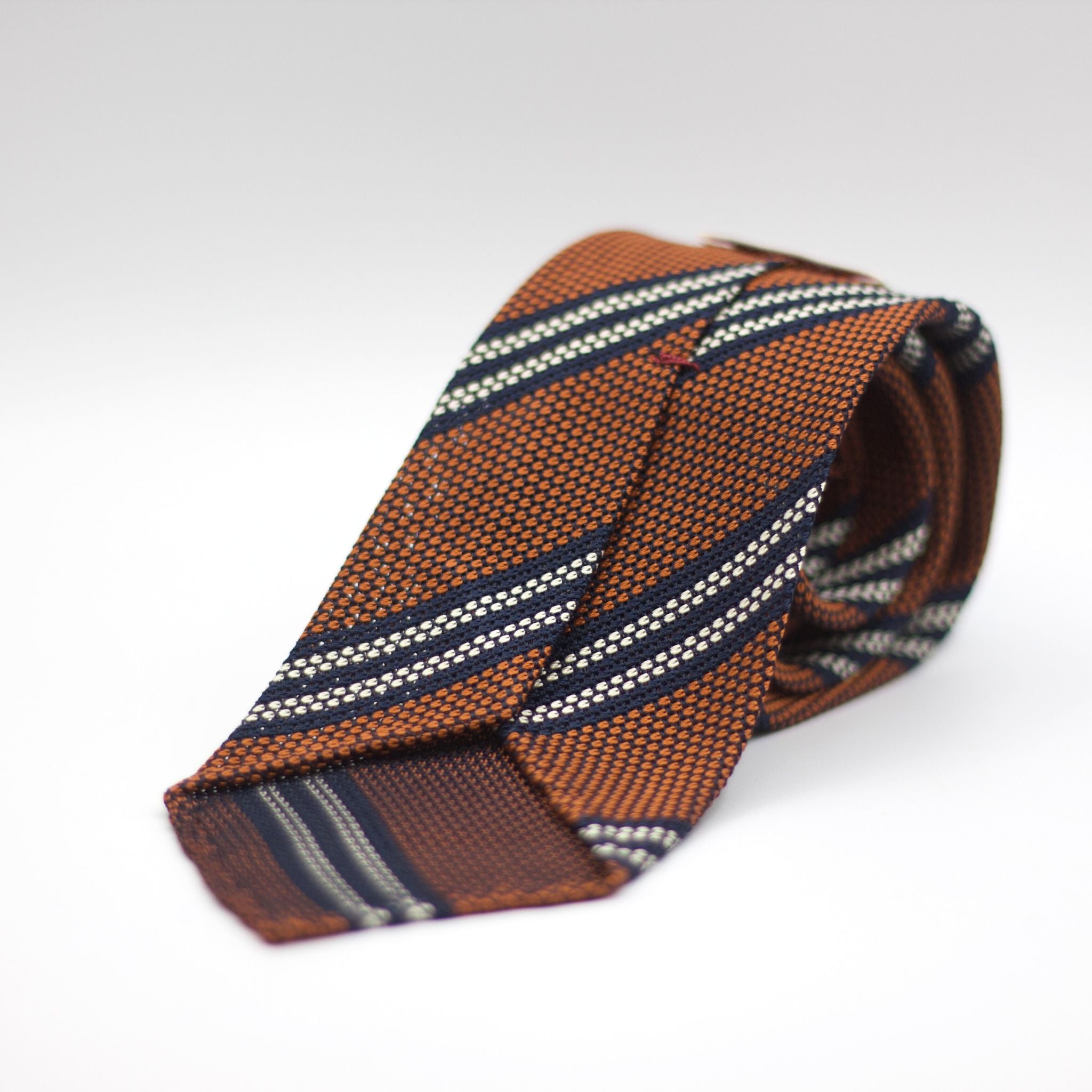 Rust, Blue and White Striped Tie