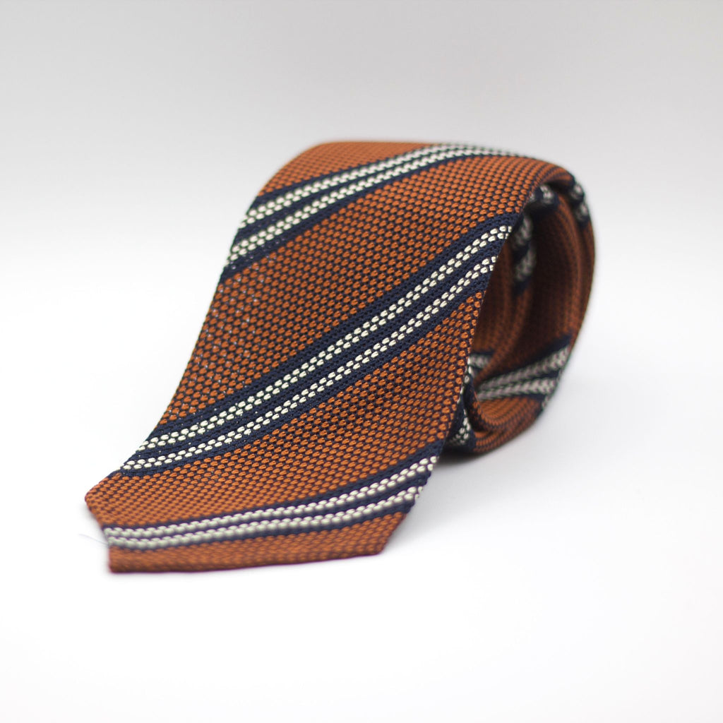 Rust, Blue and White Striped Tie