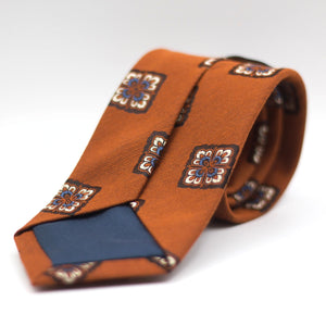 Holliday & Brown - Woven Jacquard Silk - Rust, Brown, Beige and Blue medallion Tie