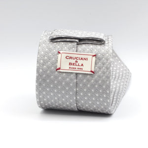 Cruciani & Bella - Woven Jacquard Silk - Silver, Silver and White dots Tie