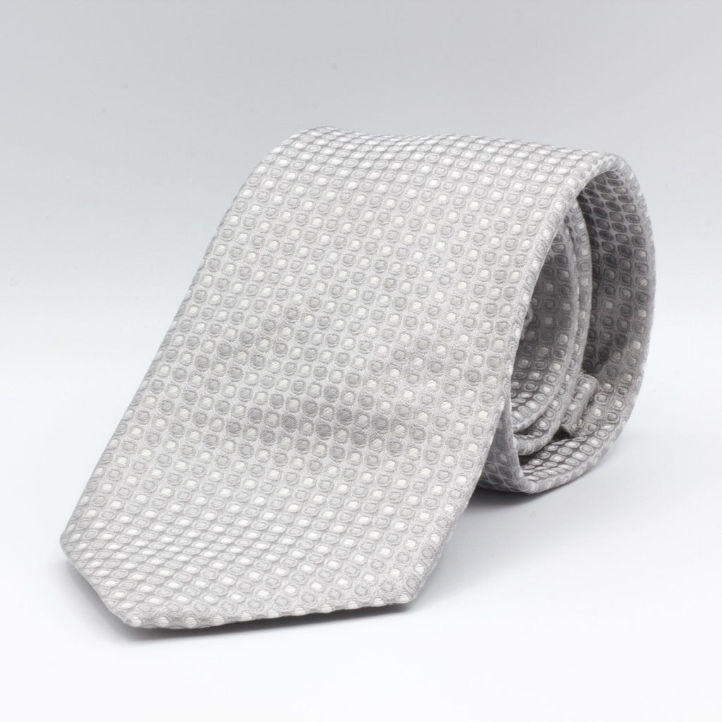 Cruciani & Bella - Woven Jacquard Silk - Silver, Silver and White dots Tie