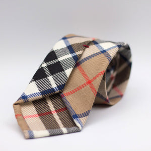 Cruciani & Bella 100% Italian Woven Wool Tartan Unlined Hand rolled blades Thomson Camel Modern Tartan Tie Handmade in Italy 8 cm x 150 cm