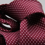 Cruciani &amp; Bella
100% Silk
Printed
Self-Tipped
Burgundy, White Pin Dots Tie
Handmade in Rome, Italy.
8 cm x 150 cm
#7802
