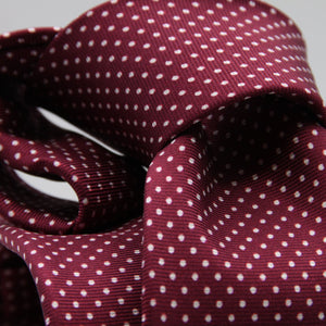 Cruciani &amp; Bella
100% Silk
Printed
Self-Tipped
Burgundy, White Pin Dots Tie
Handmade in Rome, Italy.
8 cm x 150 cm
#7802