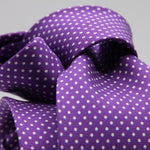 Cruciani &amp; Bella
100% Printed Silk

Self-Tipped
Purple, White Pindots Tie
Handmade in Rome, Italy.

8 cm x 150 cm
#8853