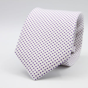Cruciani &amp; Bella
100% Printed Silk

Self-Tipped
White, Purple Pindots Tie
Handmade in Rome, Italy.

8 cm x 150 cm
#8854