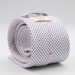 Cruciani &amp; Bella
100% Printed Silk

Self-Tipped
White, Purple Pindots Tie
Handmade in Rome, Italy.

8 cm x 150 cm
#8854
