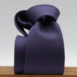 Cruciani &amp; Bella
100% Silk
Printed
Self-Tipped
Blue and Red Pin Dots Tie
Handmade in Rome, Italy.
8 cm x 150 cm
#9303