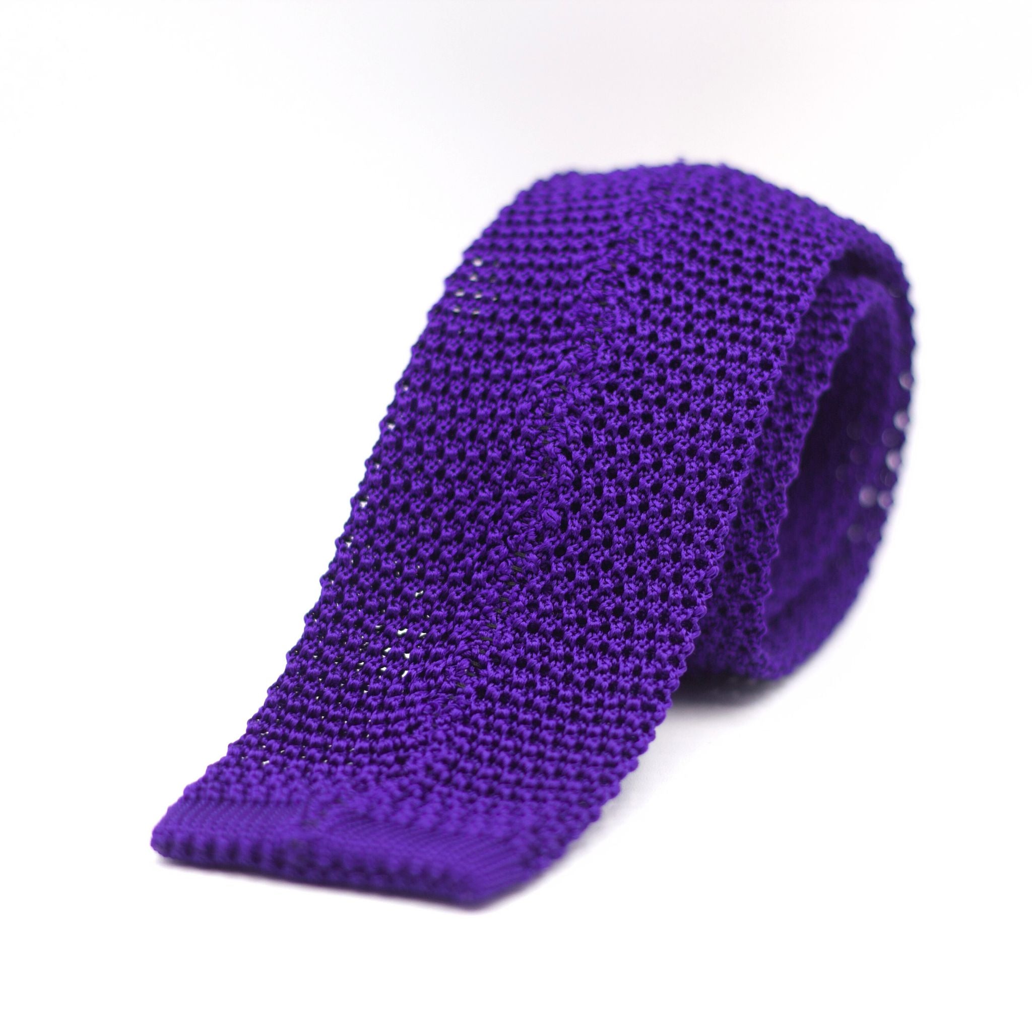 Cruciani & Bella 100% Knitted Silk Violet tie Handmade in Italy 6 cm x 147 cm