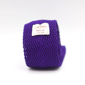 Cruciani & Bella 100% Knitted Silk Violet tie Handmade in Italy 6 cm x 147 cm