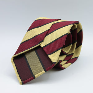 Cruciani & Bella 100% Silk Slim Shape Jacquard  Unlined Regimental "West Indian Regiment" Red, Yellow and Black stripes tie Handmade in Italy 8 cm x 150 cm #5681