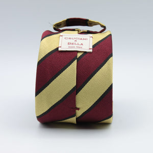 Cruciani & Bella 100% Silk Slim Shape Jacquard  Unlined Regimental "West Indian Regiment" Red, Yellow and Black stripes tie Handmade in Italy 8 cm x 150 cm #5681