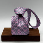 Cruciani &amp; Bella
100% Printed Silk&nbsp;
Tipped
Pink, Light Blue and White Motif Tie
Handmade in Italy
8 cm x 148 cm
New Old Stock