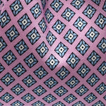Cruciani &amp; Bella
100% Printed Silk&nbsp;
Tipped
Pink, Light Blue and White Motif Tie
Handmade in Italy
8 cm x 148 cm
New Old Stock