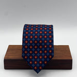 Cruciani &amp; Bella
100% Printed Silk&nbsp;
Tipped
Blue Red and Light Yellow Motif Tie
Handmade in Italy
8 cm x 148 cm
New Old Stock