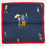 Cruciani &amp; Bella
Hand-rolled&nbsp;&nbsp;
100% Silk
Blue and Red

Golf Motif Pocket Square
Made in Italy
33 cm X 33 cm
#10013
