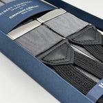 Albert Thurston for Cruciani &amp; Bella
Made in England
Adjustable Sizing
40 mm Woven Barathea
Grey Moirè Plain Color Braces
Braid ends
Y-Shaped
Nickel Fittings
Size: MULTIFIT
#6219