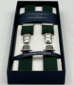 Albert Thurston for Cruciani &amp; Bella

Made in England
Clip on
Adjustable Sizing
25 mm elastic braces
Green&nbsp;

X-Shaped
Nickel Fittings
Size: XL
#4851