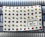Cruciani & Bella - Silk - White, Red, Yellow and Light Blue  Sea Motif Pocket Square #10069