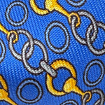 Cruciani &amp; Bella
100% Printed Silk&nbsp;
Tipped
Light Blue and Yellow Horsebit Motif Tie
Handmade in Italy
8,5 cm x 148 cm
New Old Stock
#10143