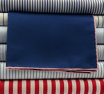 Cruciani &amp; Bella
Hand-rolled&nbsp;&nbsp;
100% Silk
Blue and Pink Border
Motif Pocket Square
Made in England
33 cm X 33 cm
#2633