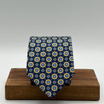 Cruciani &amp; Bella
100% Printed Silk&nbsp;
Tipped
Blue, Light Blue, Yellow and White Motif Tie
Handmade in Italy
8,5 cm x 148 cm
New Old Stock
#10128