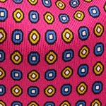 Cruciani &amp; Bella
100% Printed Silk&nbsp;
Tipped
Pink, Light Blue, Yellow and White Motif Tie
Handmade in Italy
8,5 cm x 148 cm
New Old Stock
#10137