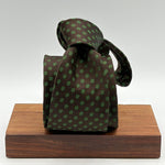 Holliday &amp; Brown Vintage
Woven Jacquard
100% Silk&nbsp;
Tipped&nbsp;
Brown Tie
Green Motf
Handmade in England
9 cm x 146 cm
#6603