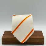 Drake's for Cruciani &amp; Bella
100% Silk
Garza Piccola
Tipped&nbsp;
White, Orange and Yellow Stripes&nbsp; Tie
Handmade in England
9 cm x 146 cm
#10219