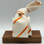 Drake's for Cruciani &amp; Bella
100% Silk
Garza Piccola
Tipped&nbsp;
White, Orange and Yellow Stripes&nbsp; Tie
Handmade in England
9 cm x 146 cm
#10219