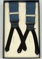 Cruciani & Bella - Printed Madder Silk Braces  - 35 mm - Blue, Grey and Light Blue  Motif #10189