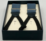 Cruciani & Bella - Printed Madder Silk Braces  - 35 mm - Blue, Grey and Light Blue  Motif #10189