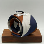 Cruciani &amp; Bella
50% Cotton 50% Silk

Tipped&nbsp;
Bleu, Brown and Off White stripes

Handmade in Italy
9 cm x 148 cm
New Old Stock