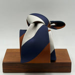 Cruciani &amp; Bella
50% Cotton 50% Silk

Tipped&nbsp;
Bleu, Brown and Off White stripes

Handmade in Italy
9 cm x 148 cm
New Old Stock