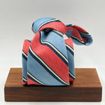 Cruciani &amp; Bella
40% Cotton 60% Silk

Tipped&nbsp;
Bleu, Apricot, Bleu and White stripes

Handmade in Italy
9 cm x 148 cm
New Old Stock