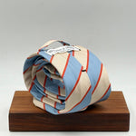 Cruciani &amp; Bella
40% Cotton 60% Silk

Tipped&nbsp;
Light Bleu, Beige and Orange stripes

Handmade in Italy
9 cm x 148 cm
New Old Stock