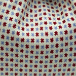 Drake's for Cruciani &amp; Bella
100% Printed Silk&nbsp;
Self Tipped
White, Light Blue and Red Motif
Handmade in England
9,5 cm x 148 cm