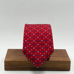 Cruciani &amp; Bella
100% Printed Silk&nbsp;
Tipped
Red, light Blue and White Motif Tie
Handmade in Italy
8 cm x 148 cm
New Old Stock